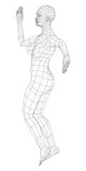 Wireframe ballerina in dance pose