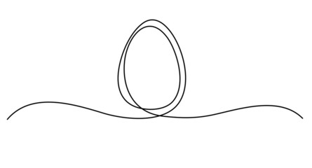 Egg line art, Continuous one line drawing of whole egg in shell. Design element for Easter holidays. One line vector illustration.
