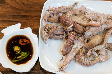 Seafood Restaurant Dishes mantis shrimp