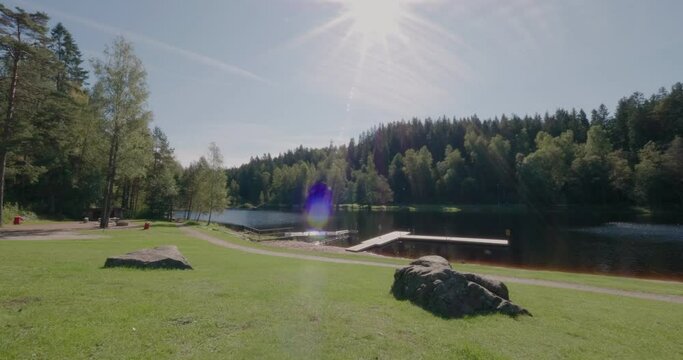 Dark Water at Kypesj&ouml;n Lake In Bor&aring;s Sweden - Static Wide Shot