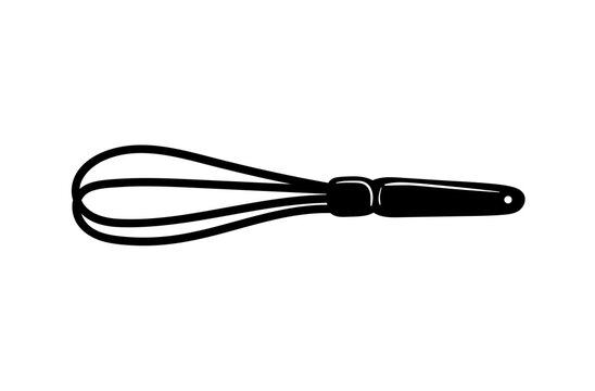 whisk for whipping hand-drawn in doodle style. simple linear illustration