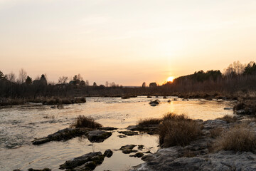 sunset over the river