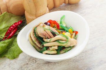 Salad with baby octopus and chukka