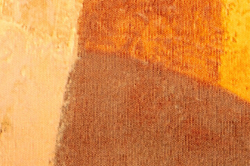 Abstract art background orange and brown colors. Watercolor painting on canvas with beige gradient