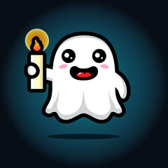 cute ghost character mascot design