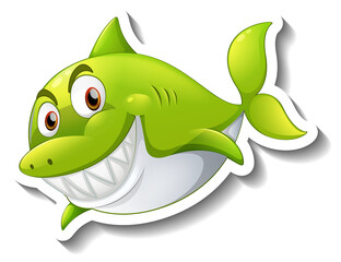 Smiling shark cartoon sticker