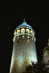 Obraz premium Galata Tower. Galata Tower in Istanbul at night. Landmarks of Istanbul