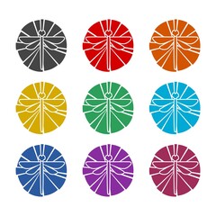 Dragonfly logo icon isolated on white background, color set