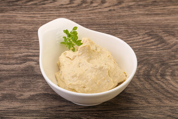 Vegan food - hummus with olive oil