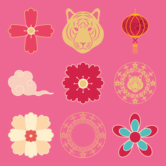 flowers and oriental icons