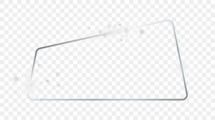 Silver glowing trapezoid shape frame with sparkles