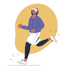 Illustration of a young man doing jogging excercise, running, fitness concept