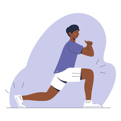 Illustration of a young man doing workout excercise, fitness concept