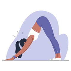 Illustration of a young woman doing stretching excercise, fitness concept
