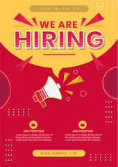 Hiring Job flyer, We are hiring Job advertisement flyer template, Vector	
