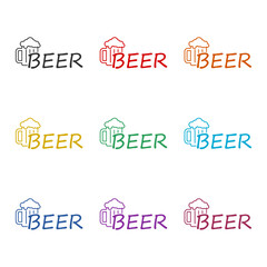 Beer word icon isolated on white background, color set