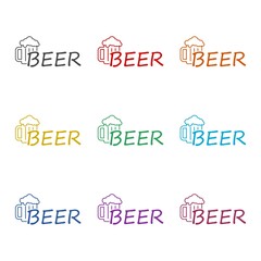Beer word icon isolated on white background, color set