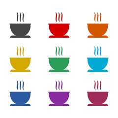 Hot drink icon isolated on white background, color set