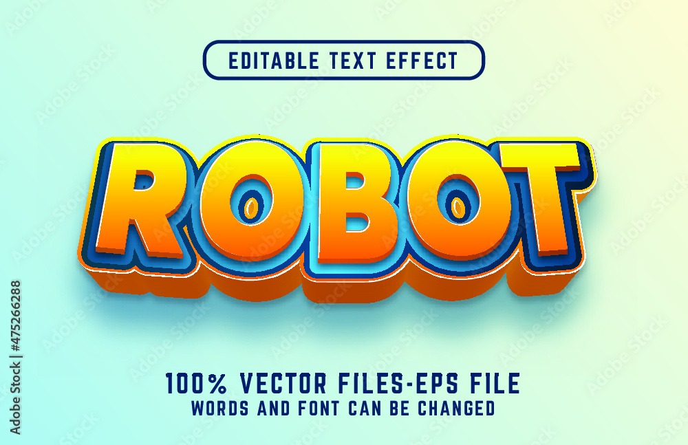 Poster 3d robot text effect. editable text effect premium vectors