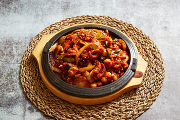 Stir fried spicy vegetable octopus