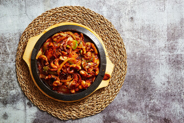 Stir fried spicy vegetable octopus