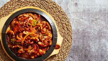 Stir fried spicy vegetable octopus