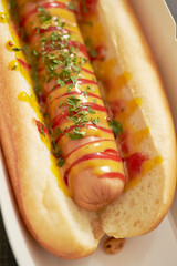 hot dog on a plate