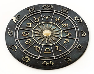 The horoscope wheel with Zodiac signs and constellations of the zodiac. 3D illustration
