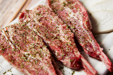  Oil Seasoned Raw Lamb Ribs