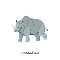 Rhinoceros. African animal. Vector illustration isolated on white background.