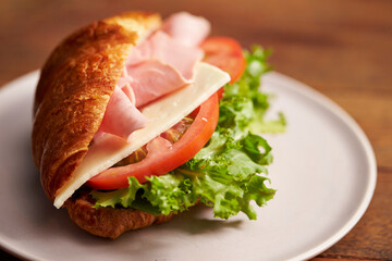 sandwich with ham and vegetables