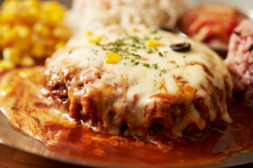Cheese Hamburger Steak and Salad 