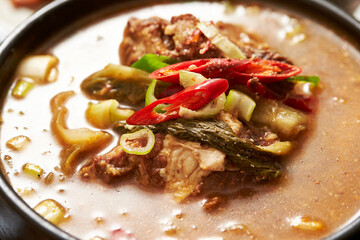 Boiling soup in a pot