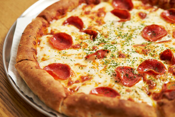 pizza with salami and cheese