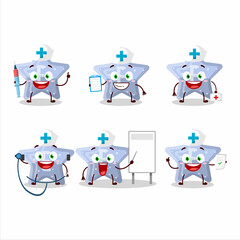 Doctor profession emoticon with star blue gummy candy E cartoon character