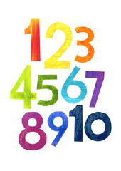 Children's poster with numbers from paper.