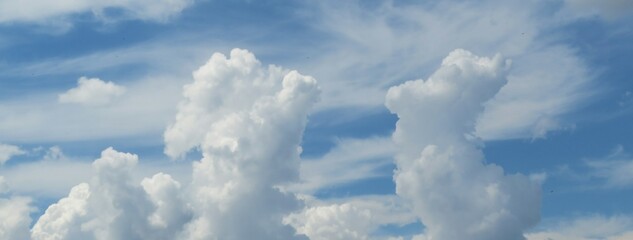 Naklejka na ściany i meble Panoramic view of beautiful clouds in the blue sky