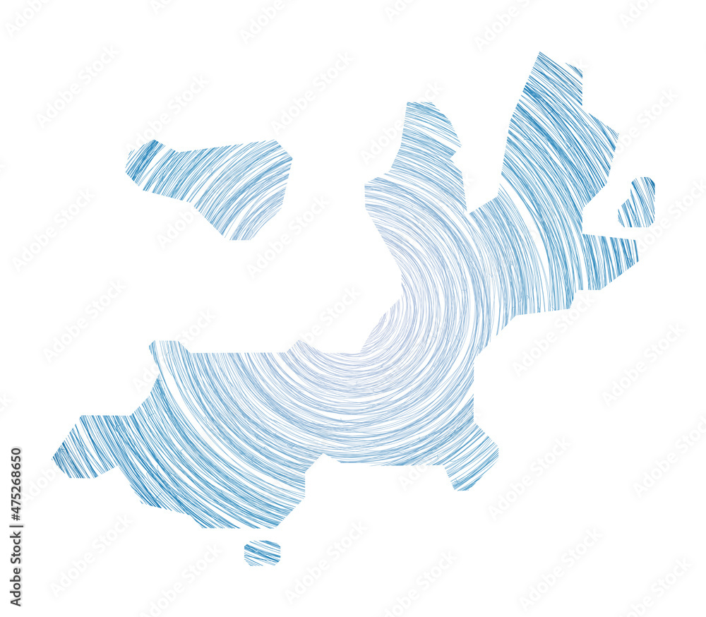 Aufkleber terre-de-haut island map filled with concentric circles in a sketch style. circles in the shape of t