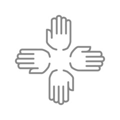 Togetherness line icon. Unity, support, partnership symbol