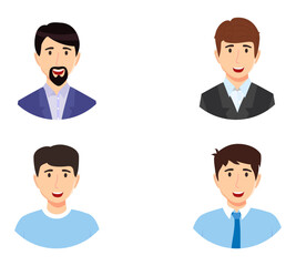Businessman character avatar set with different business outfit isolated on white background with round shape