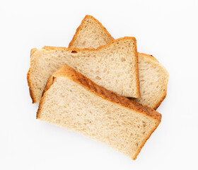 Bread slice isolated on white background.