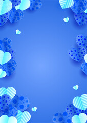 Valentine's day universal love heart poster background. Valentine's day bluea Papercut style Love card design background