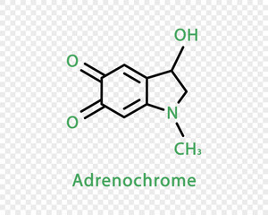 Adrenochrome chemical formula. Adrenochrome structural chemical formula isolated on transparent background.