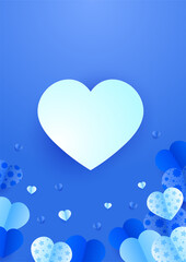 Lovely blue Papercut style Love card design background
