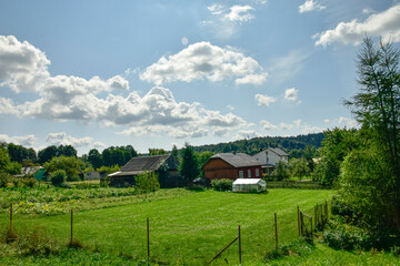 Bieszczady, Polish green mountains, forests, meadows. Natural nature and attractions, bicycle trolleys. 