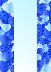 Valentine's day universal love heart poster background. Happy Valentine day blue Papercut style Love card design background