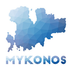 Fototapeta premium Low poly map of Mykonos. Geometric illustration of the island. Mykonos polygonal map. Technology, internet, network concept. Vector illustration.