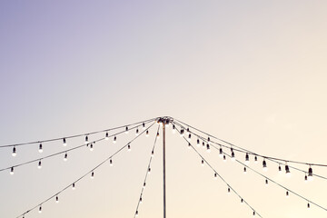 Tungsten light bulbs at evening