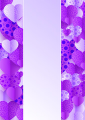 Happy Valentine day purple Papercut style Love card design background