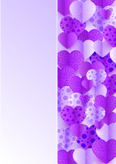 Valentine's day universal love heart poster background. Happy Valentine day purple Papercut style Love card design background